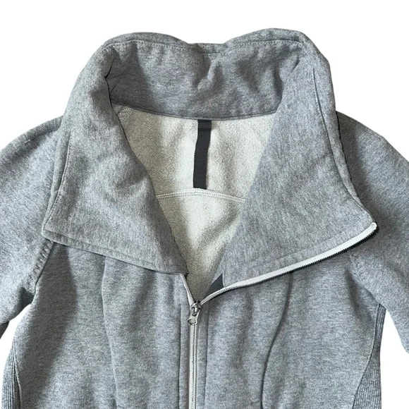 Lululemon Cozy Cuddle Up Asymmetrical Zipper Collared Sweatshirt Light Gray 4 - Picture 5 of 10